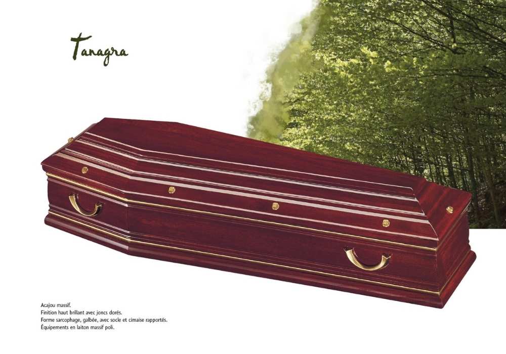 Cercueil Tanagra, acajou massif, inhumation