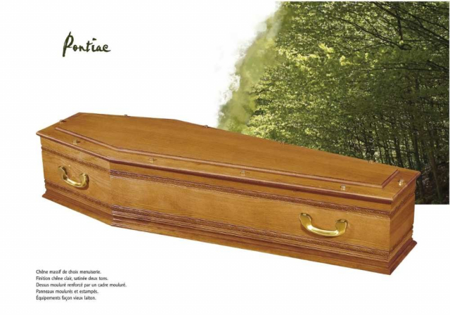 Cercueil Pontiac, chêne, inhumation